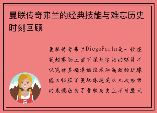 曼联传奇弗兰的经典技能与难忘历史时刻回顾